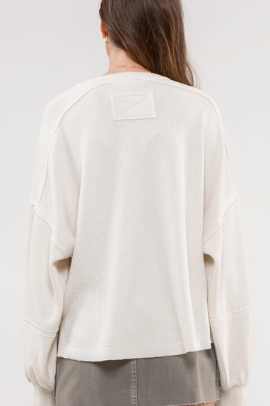 Miles Away Henley Top Cream