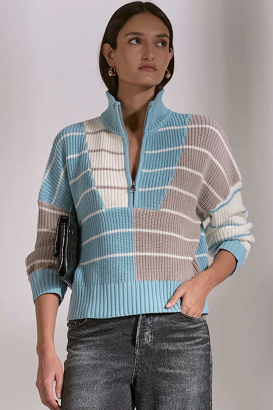 Carlton Zip Collar Pullover Sweater