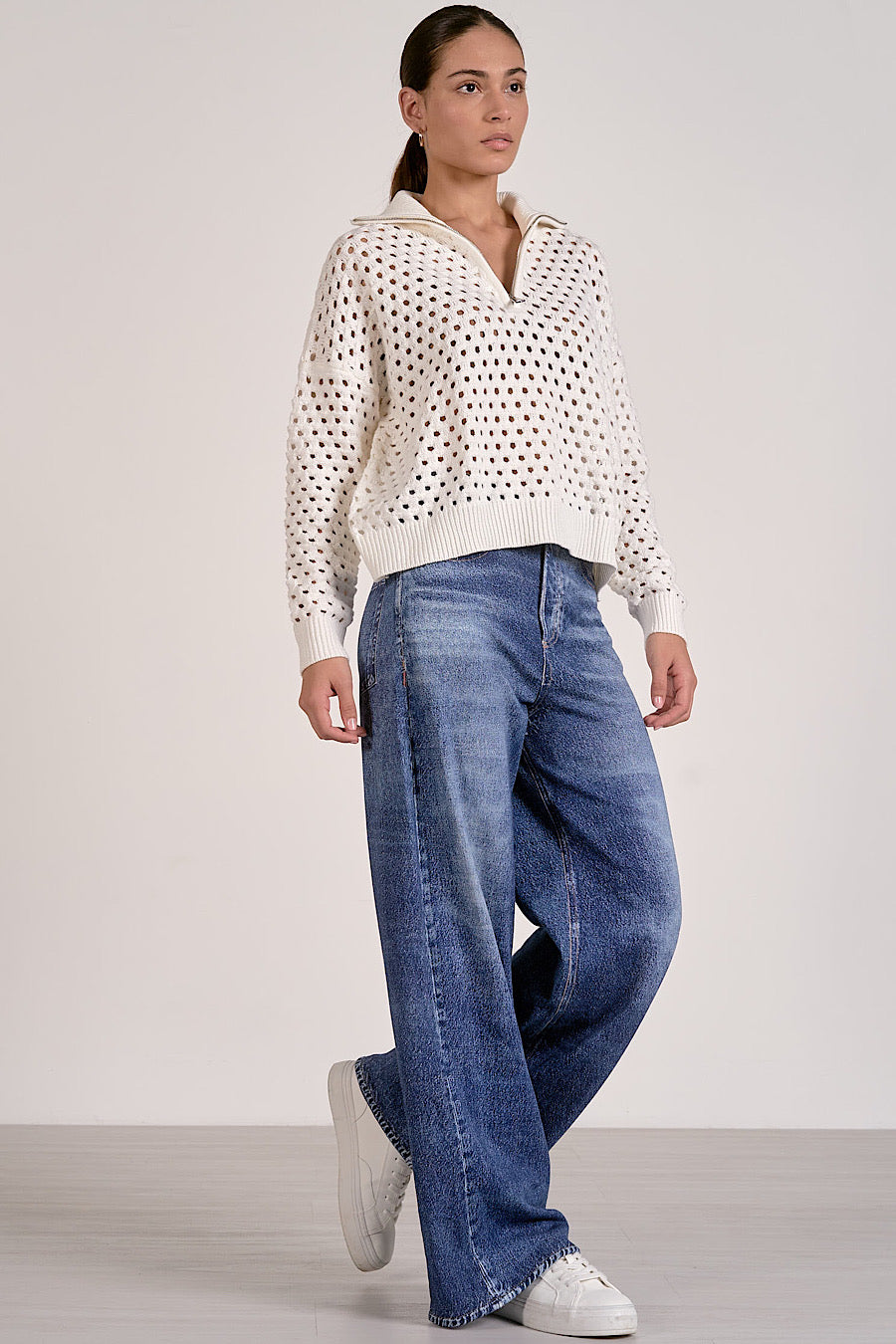 Bailey Open Knit Zip Sweater