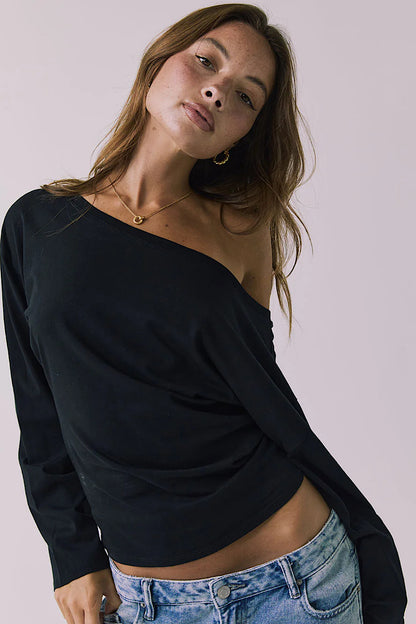 Chaser Brand Ash Off Shoulder Top Black