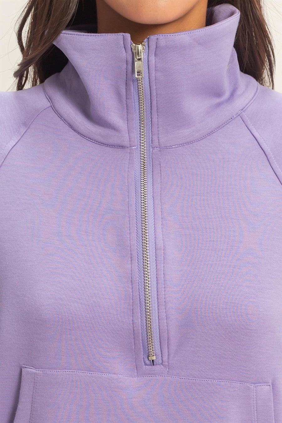 Dusty Purple Half Zip Collar Top
