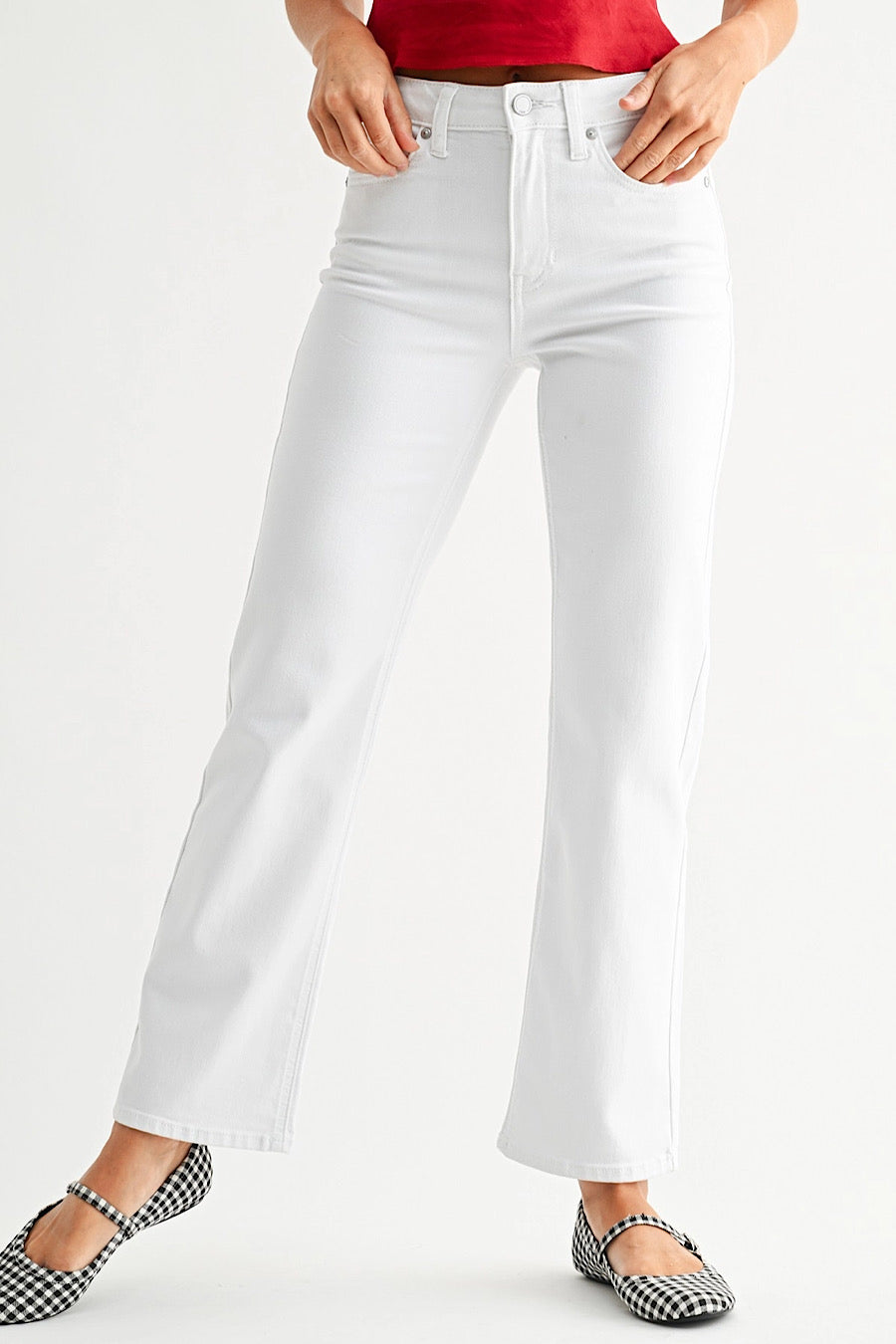 Sunday Drive Straight Leg White Jeans