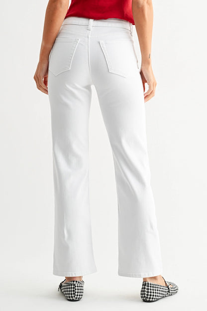 Sunday Drive Straight Leg White Jeans