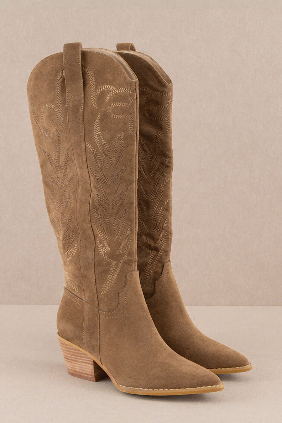 Samara Embroidered Boots in Brown