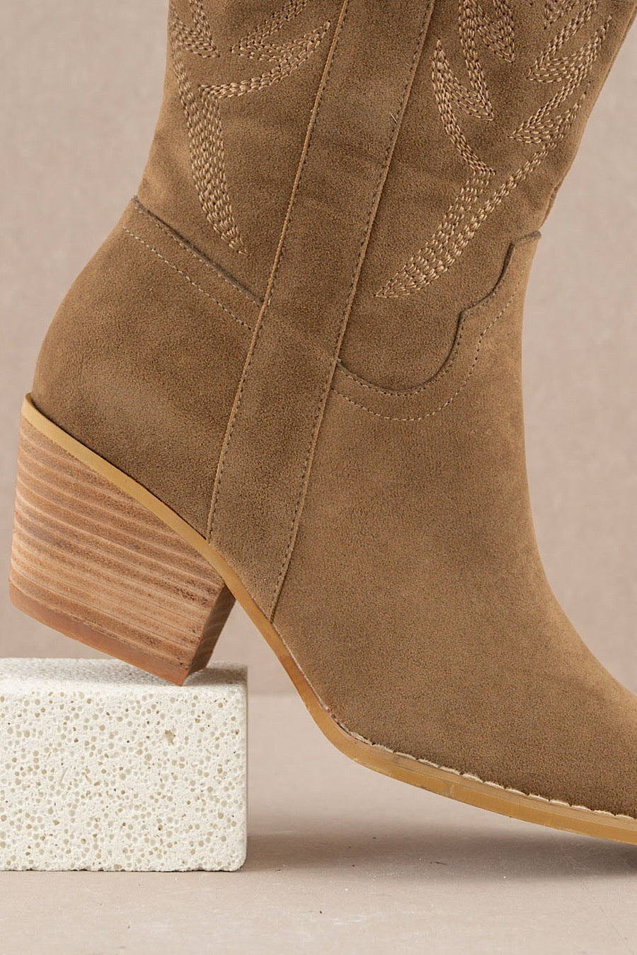 Samara Embroidered Boots in Brown