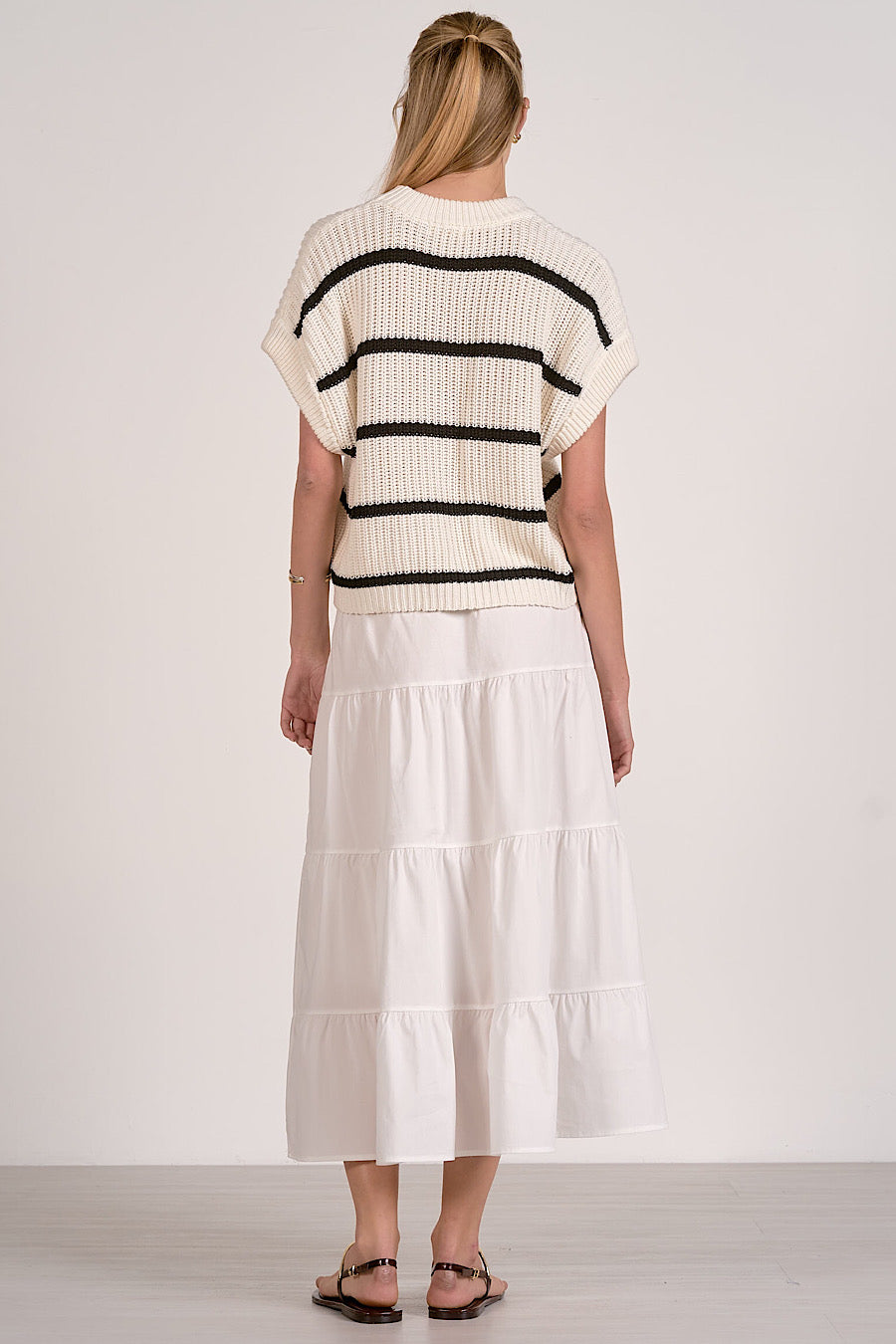 Opal Striped Front Tuck Midi Dress