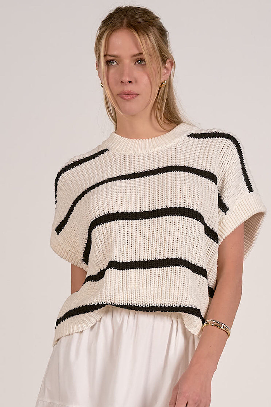 Opal Striped Front Tuck Midi Dress