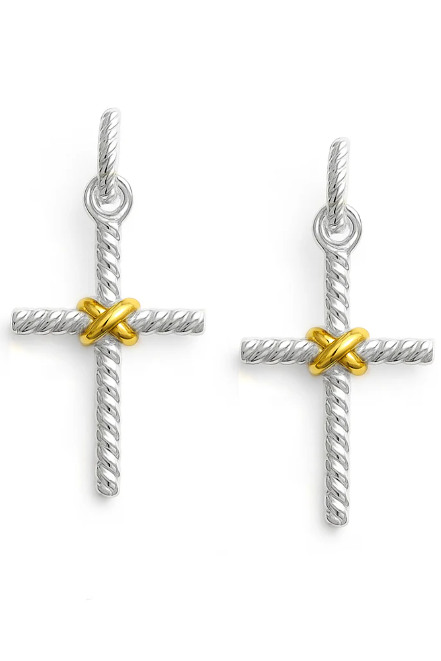 Twist Cross Drop Earrings in Gold or Silver