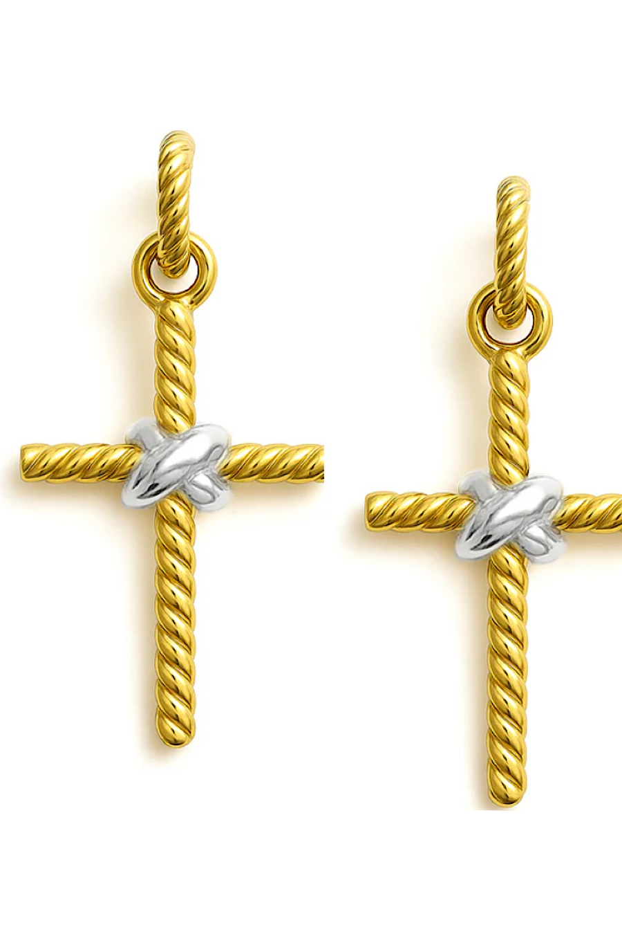 Twist Cross Drop Earrings in Gold or Silver