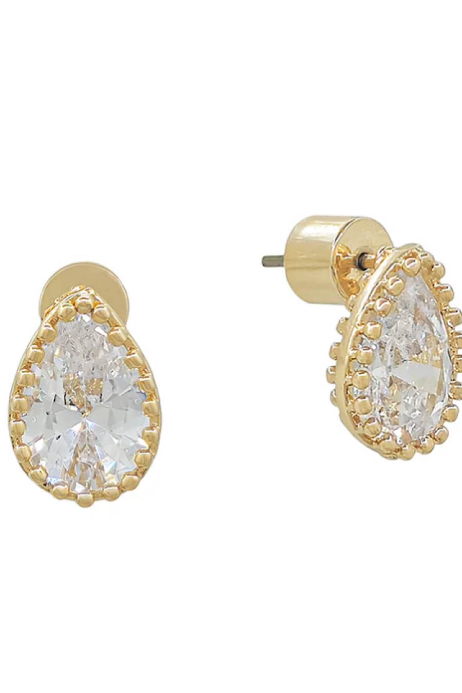 Teardrop Crystal Stud Earrings in Silver or Gold