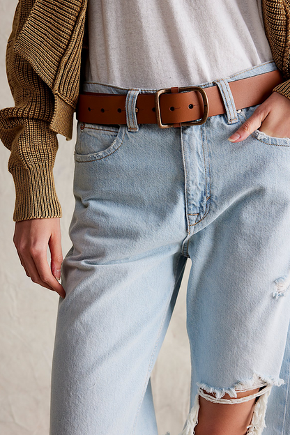 Free People Gallo Leather Belt Cognac