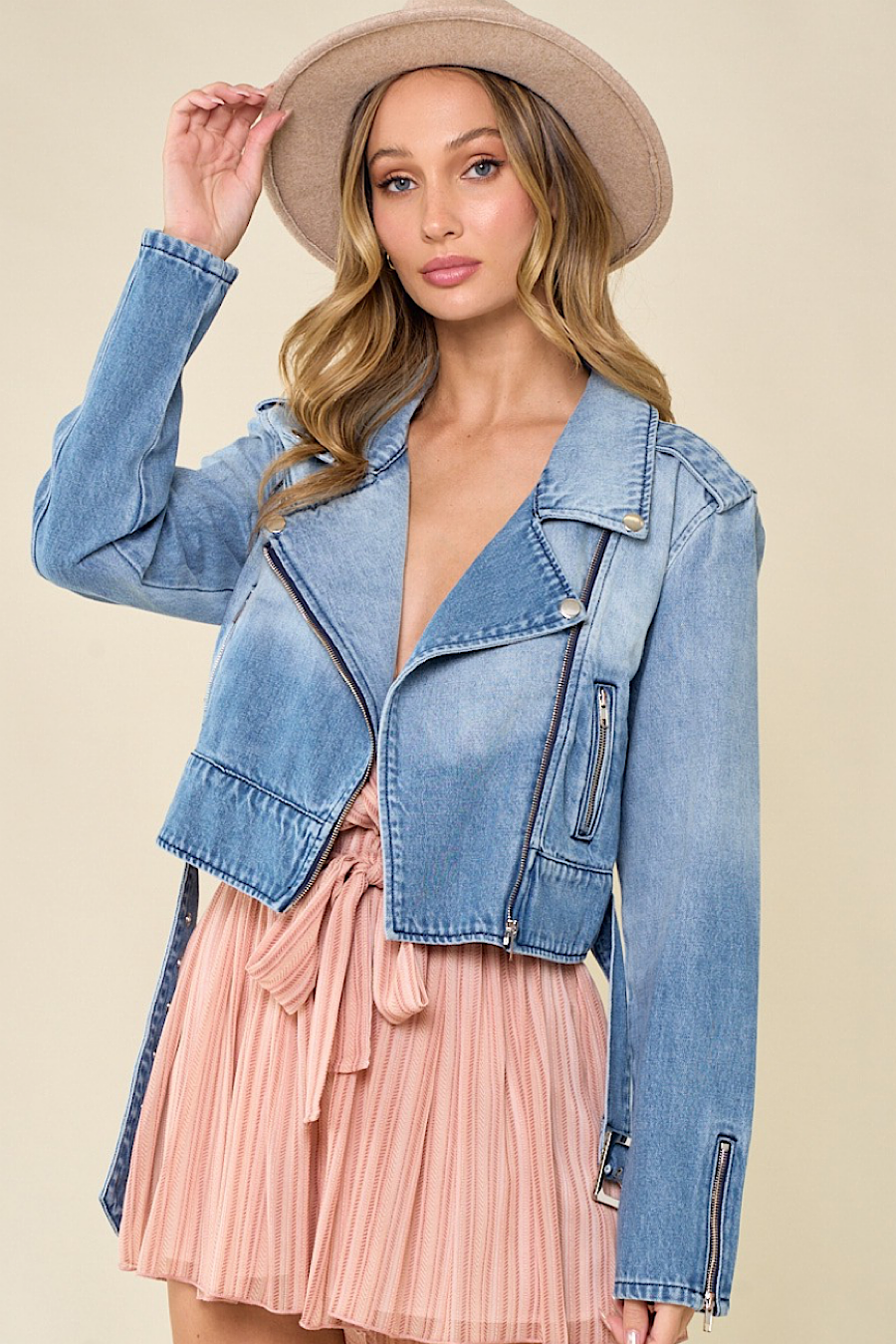 Saints &amp; Hearts Denim Moto Jacket