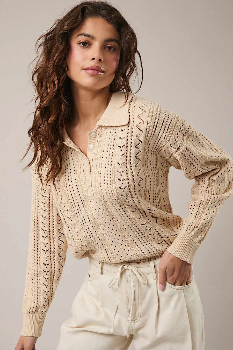 Start Me Up Crochet Open Knit Top