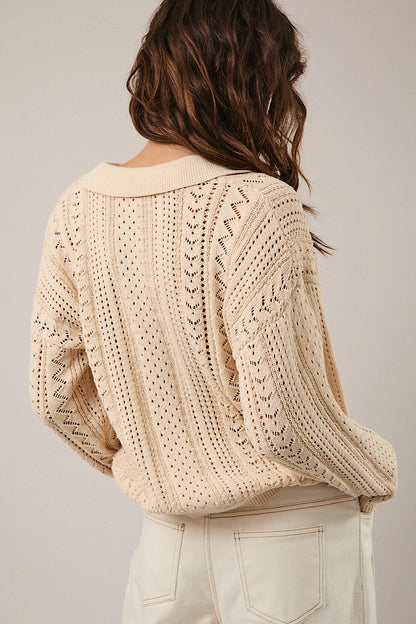 Start Me Up Crochet Open Knit Top