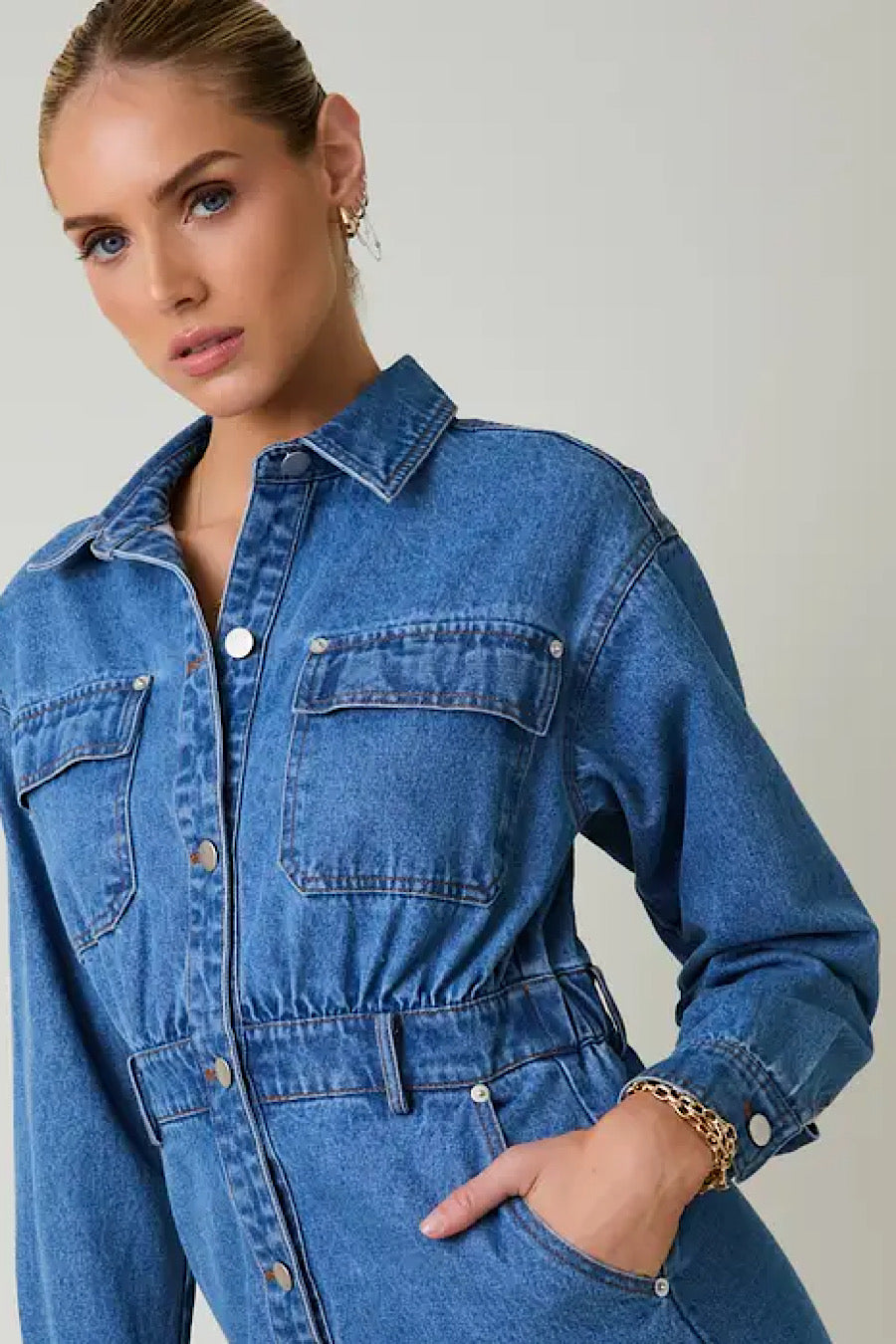 Center of Attention Denim Mini Dress