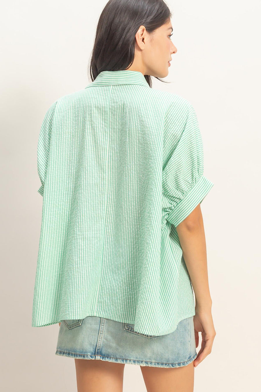Emerald City Striped Blouse Green