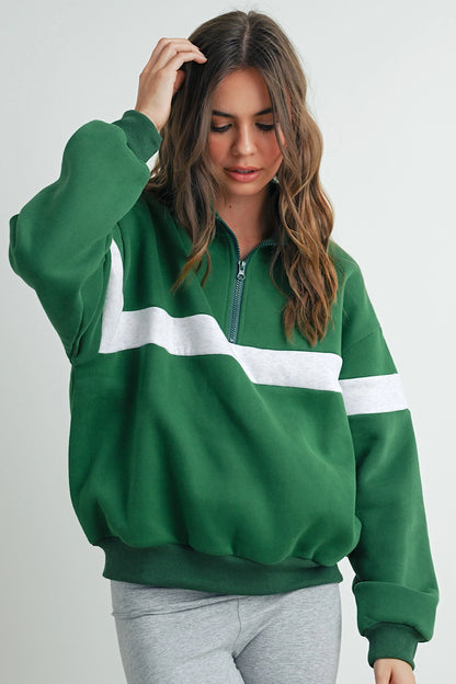 No Pain No Gain Stripe Sweatshirt Green/Grey