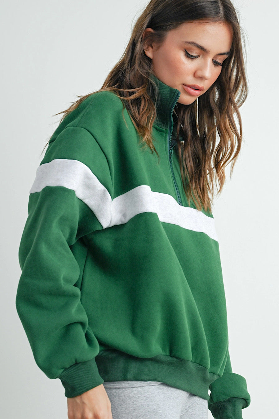 No Pain No Gain Stripe Sweatshirt Green/Grey