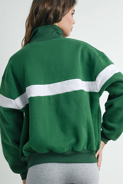 No Pain No Gain Stripe Sweatshirt Green/Grey