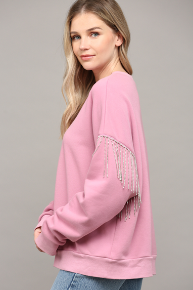 With the Band Rhinestone Fringe Sweatshirt