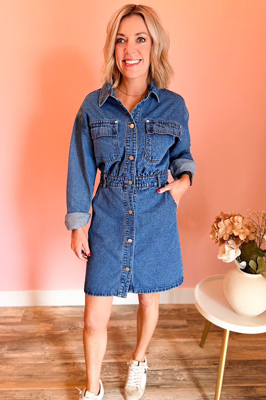 Center of Attention Denim Mini Dress