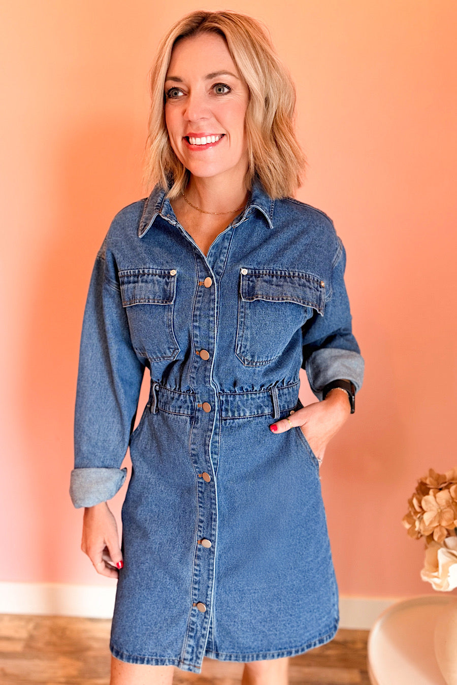 Center of Attention Denim Mini Dress