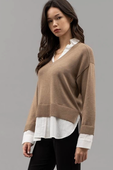 It’s a Theory Layered Sweater Camel
