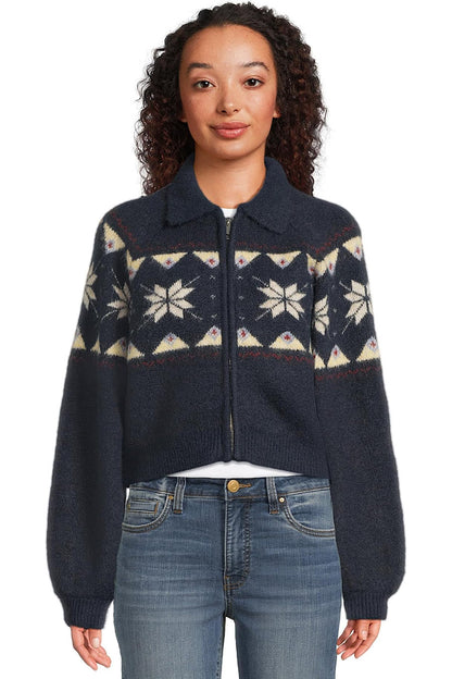 BlankNYC Screen Time Zip Up Knit Top