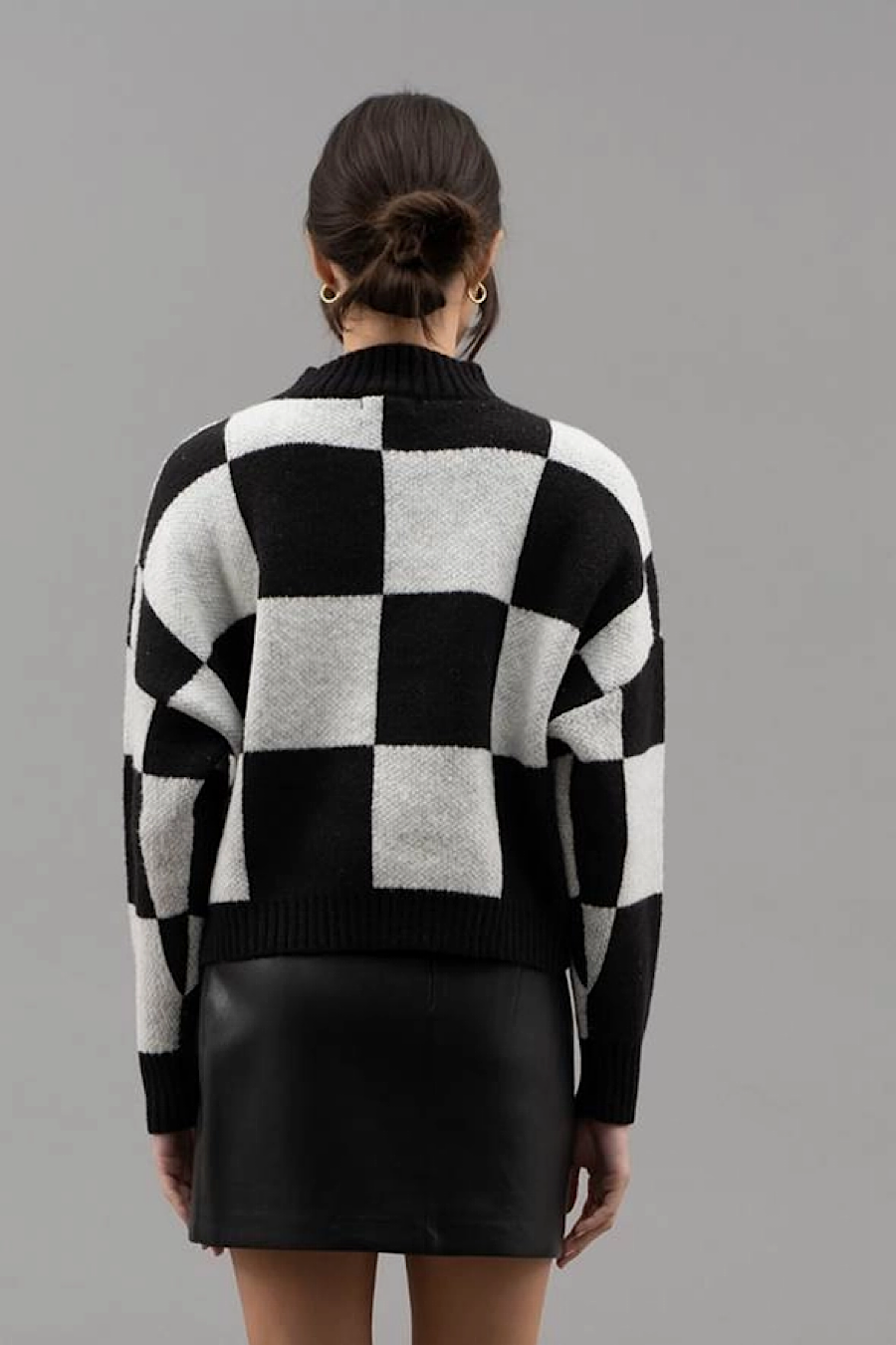 Checkered Pullover Sweater Black