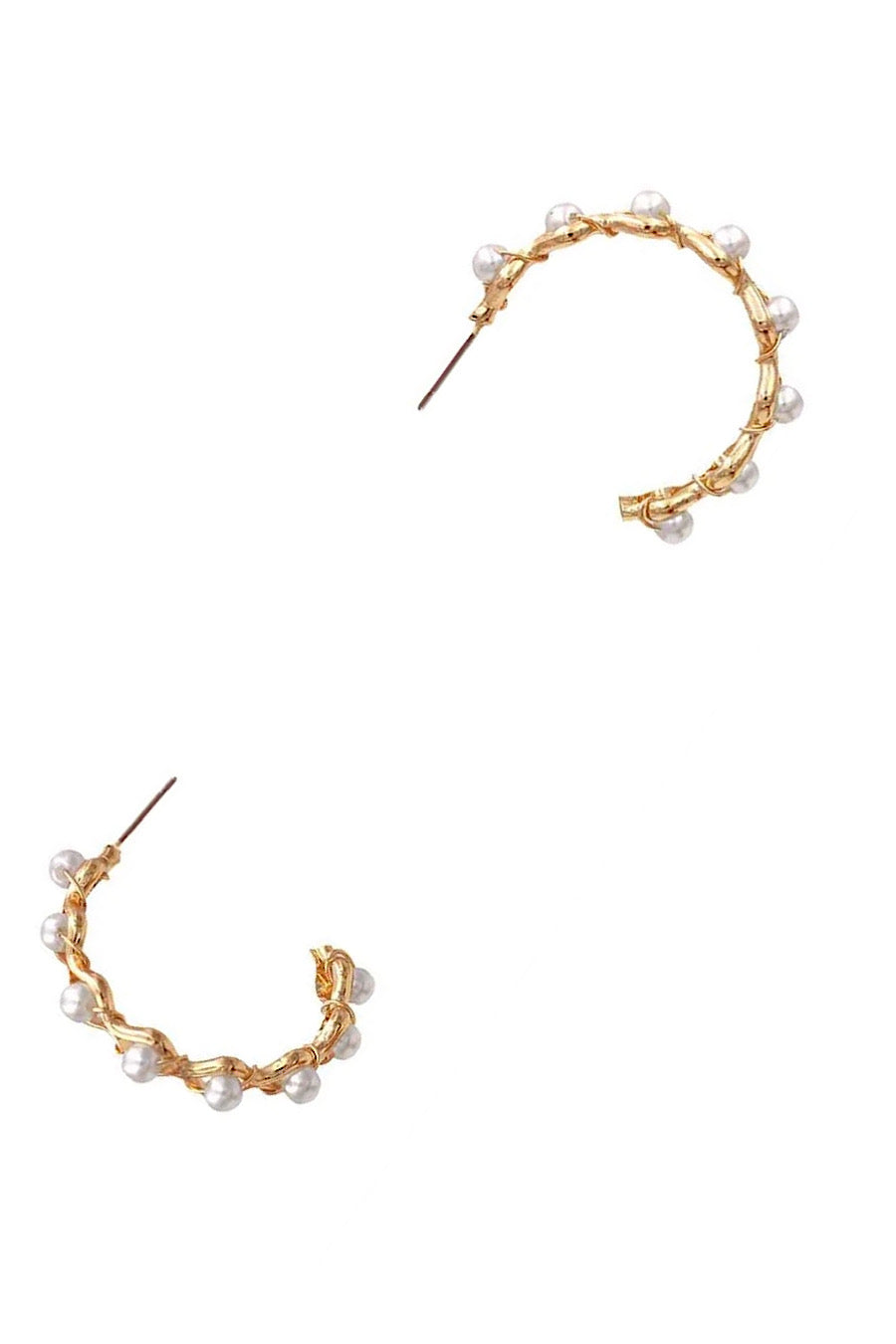 Gold &amp; Pearl Hoop Earrings