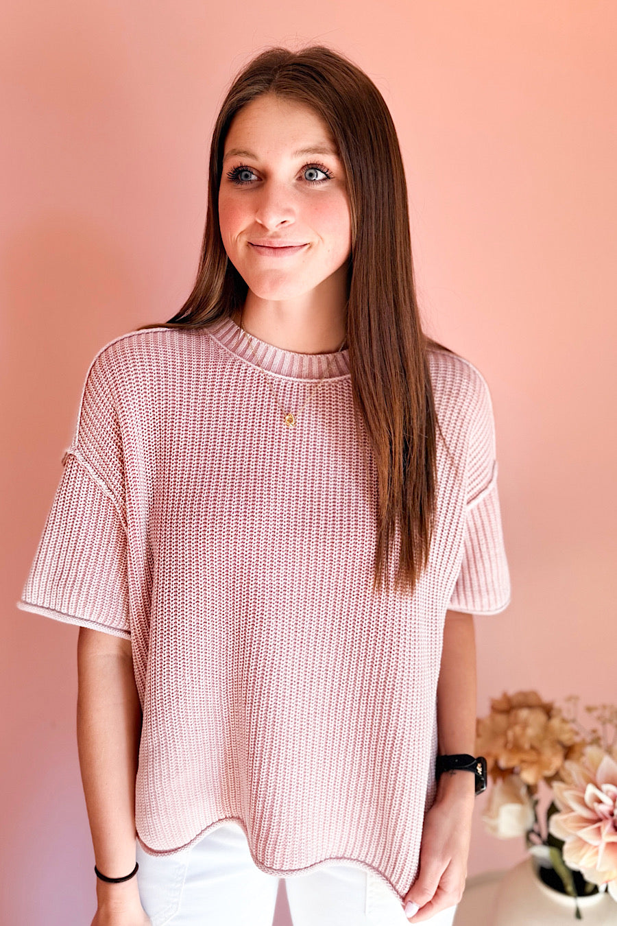 Soft Return Knit Top in Dusty Pink