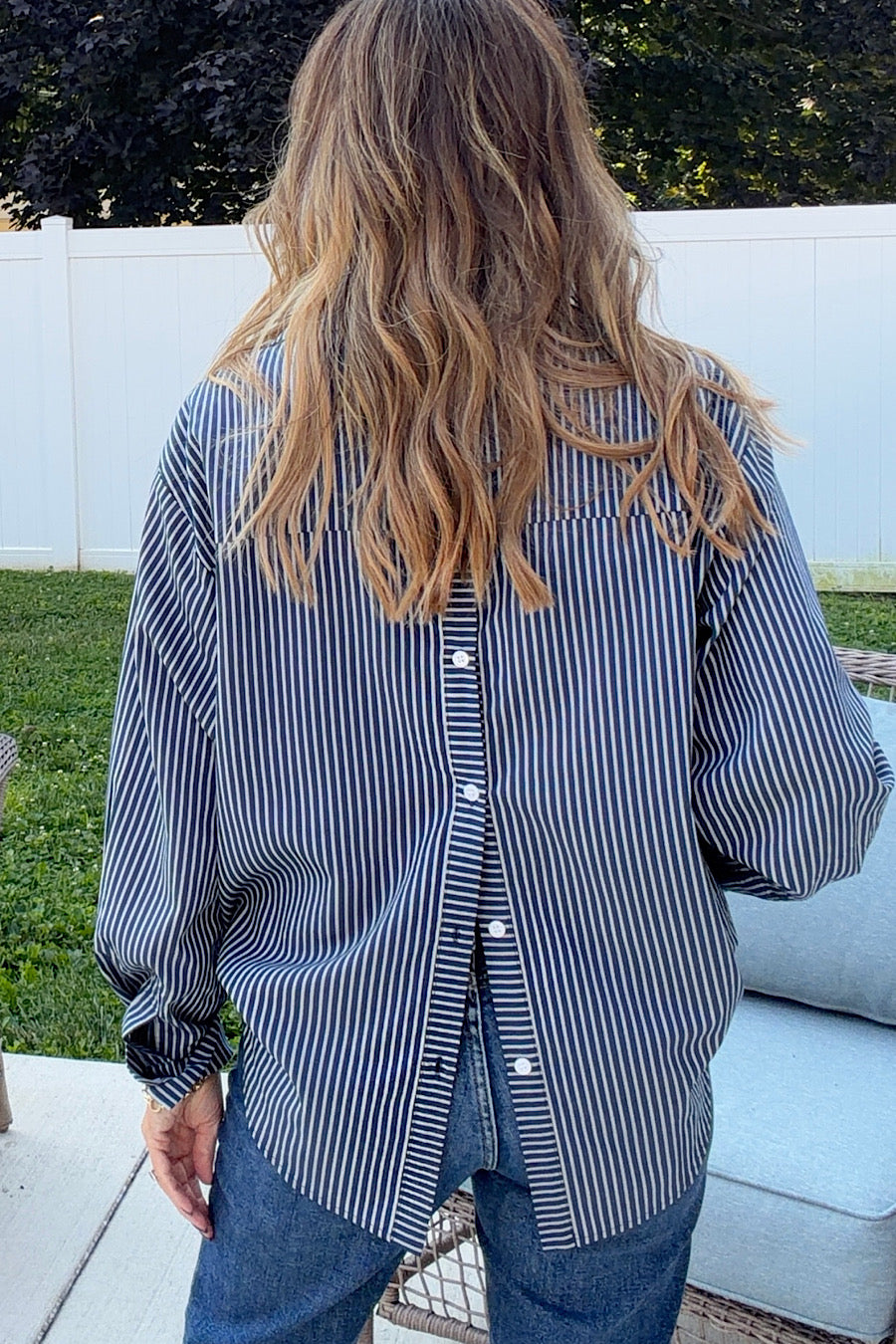 I’m Back Striped Dual Button Down Shirt