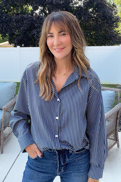 I’m Back Striped Dual Button Down Shirt
