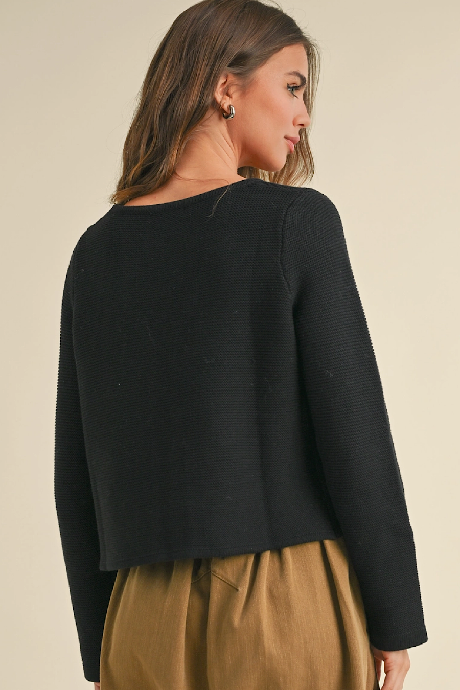 My Gift Tie Front Cardigan Black