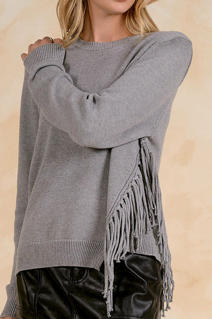 Wild Heritage Fringe Sweater Grey