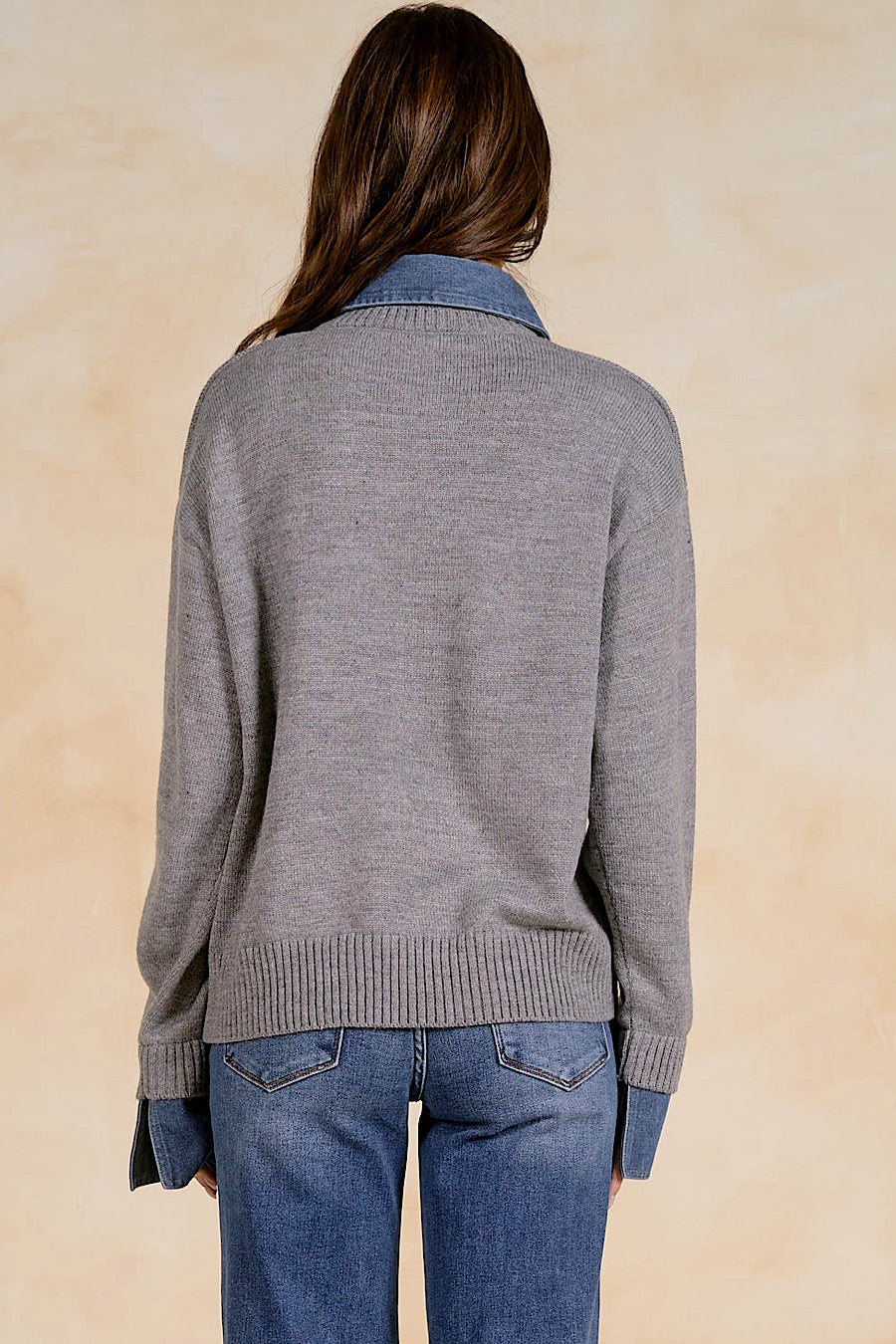 Time for Something Good Denim Sweater