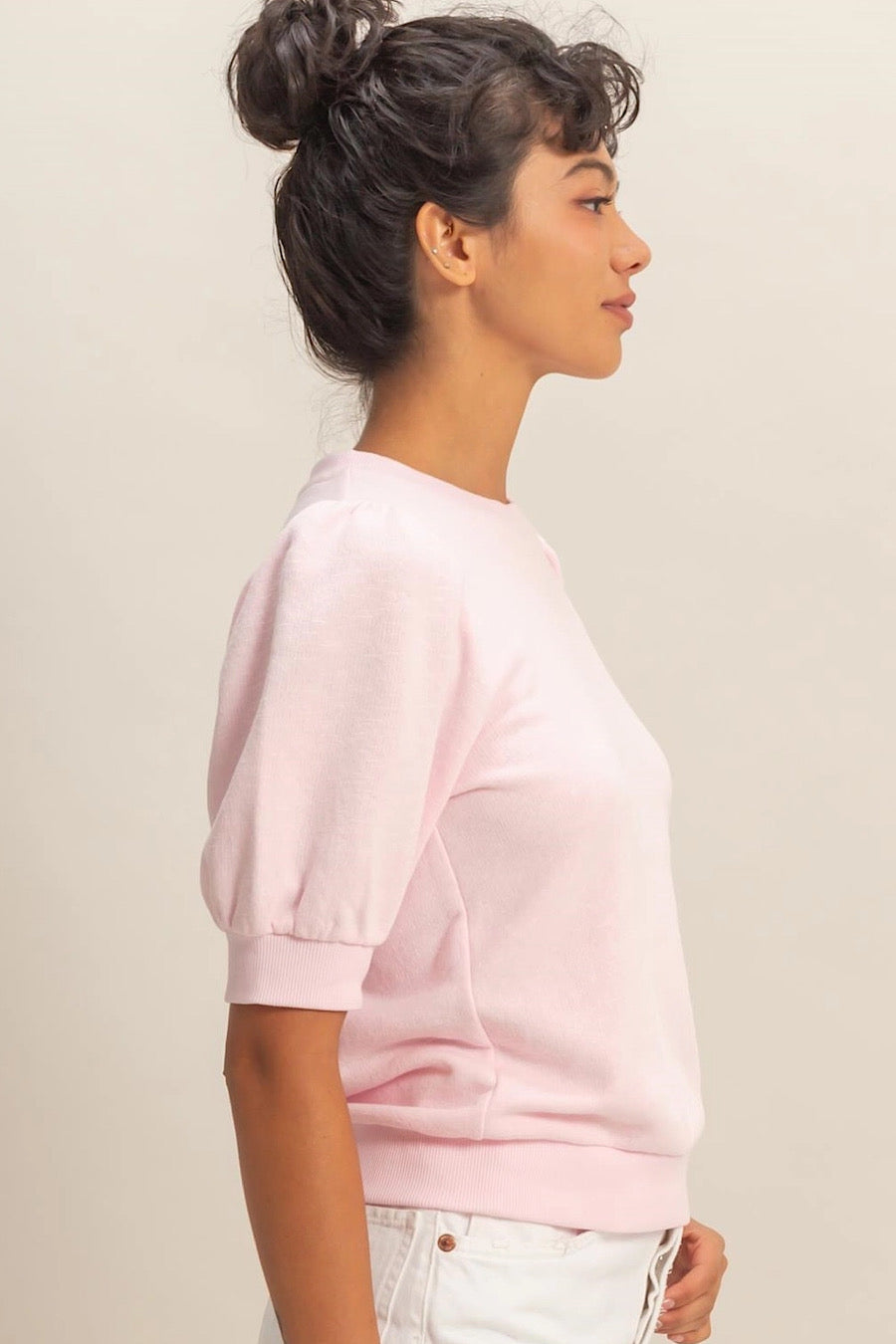 Downtime Puff Short Sleeve Top Pink