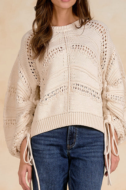 Belle Cinched Tie Sleeve Sweater
