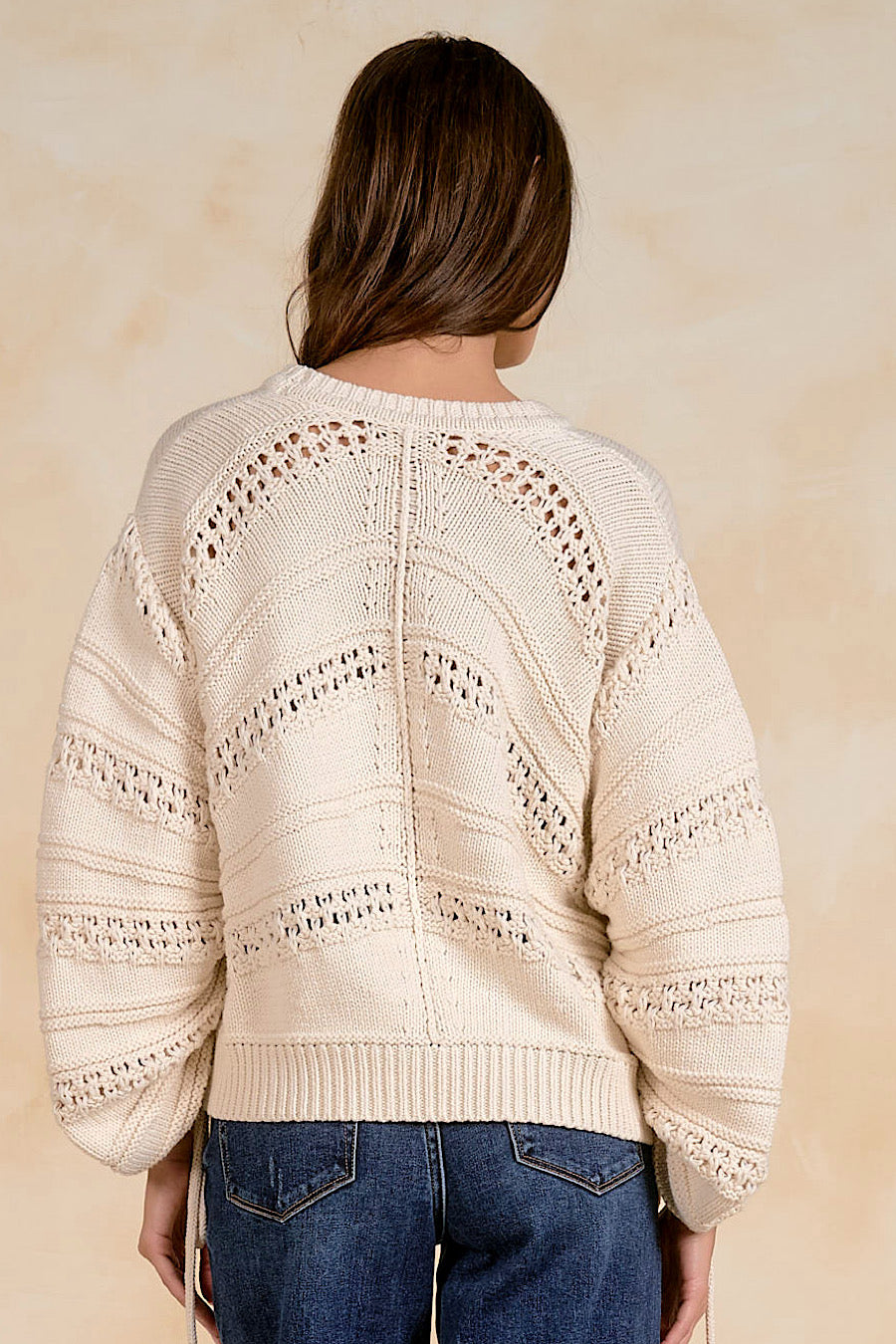 Belle Cinched Tie Sleeve Sweater