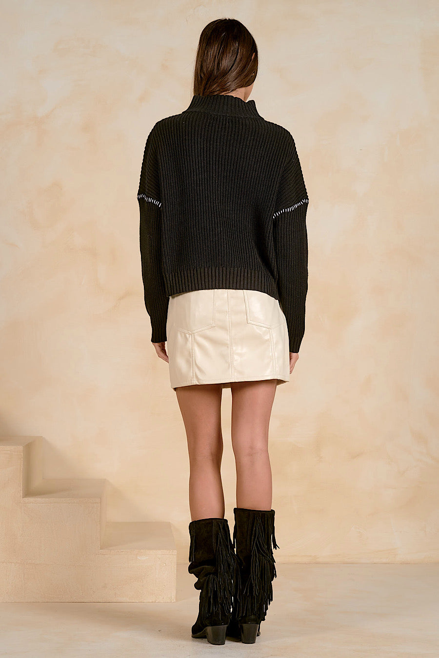 First Edition Stitched Zip Collar Sweater