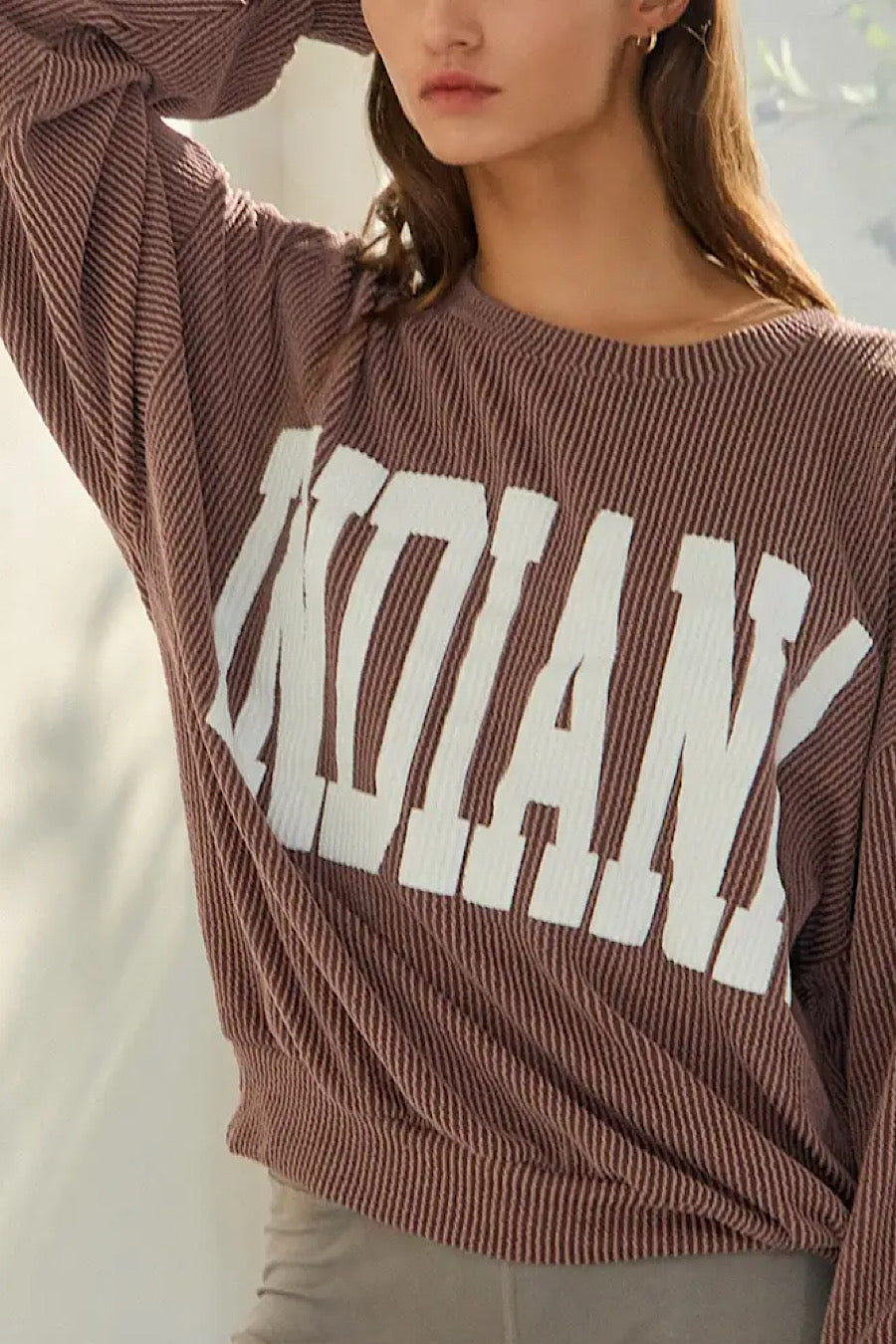 Indiana Oversized Corded Sweatshirt Coffee