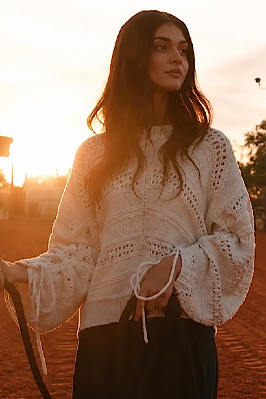 Belle Cinched Tie Sleeve Sweater
