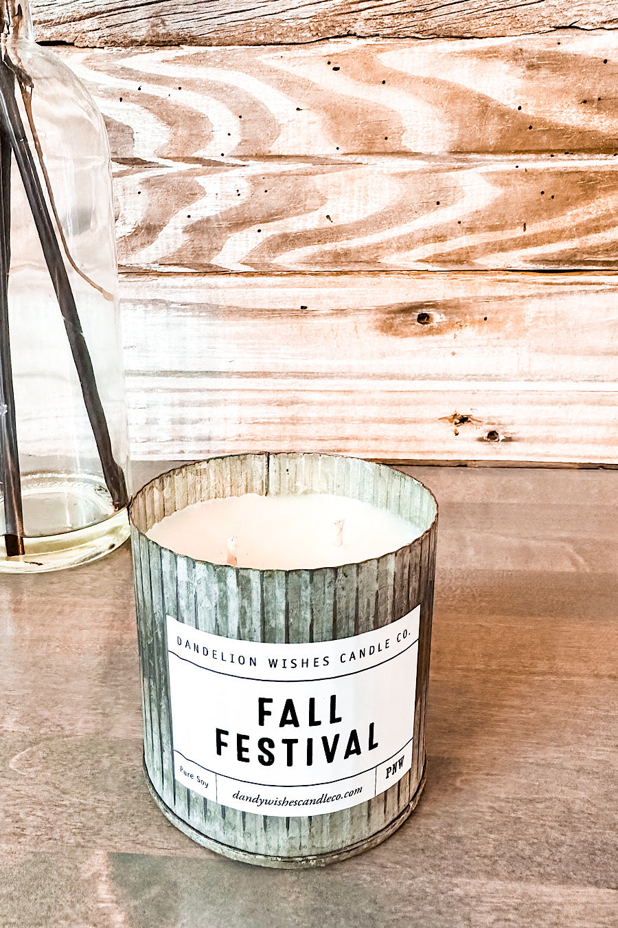 Rustic Galvanized Candle in Fall Festival