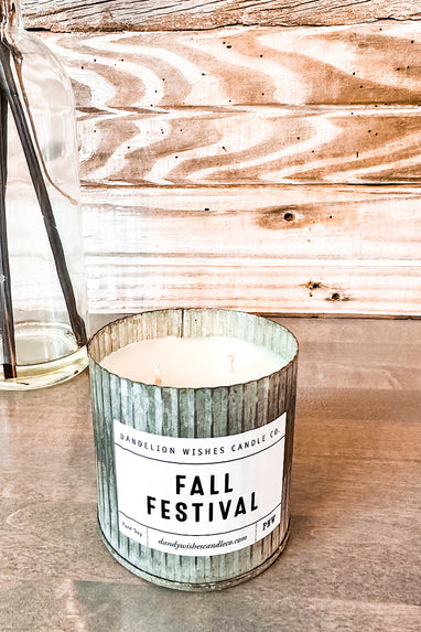 Rustic Galvanized Candle in Fall Festival