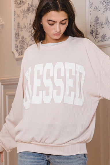 Corded BLESSED Oversized Sweatshirt