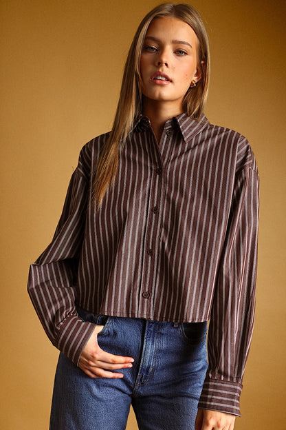 Flip the Switch Striped Cropped Shirt