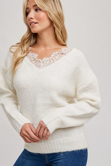 All About Me Lace Trim Sweater