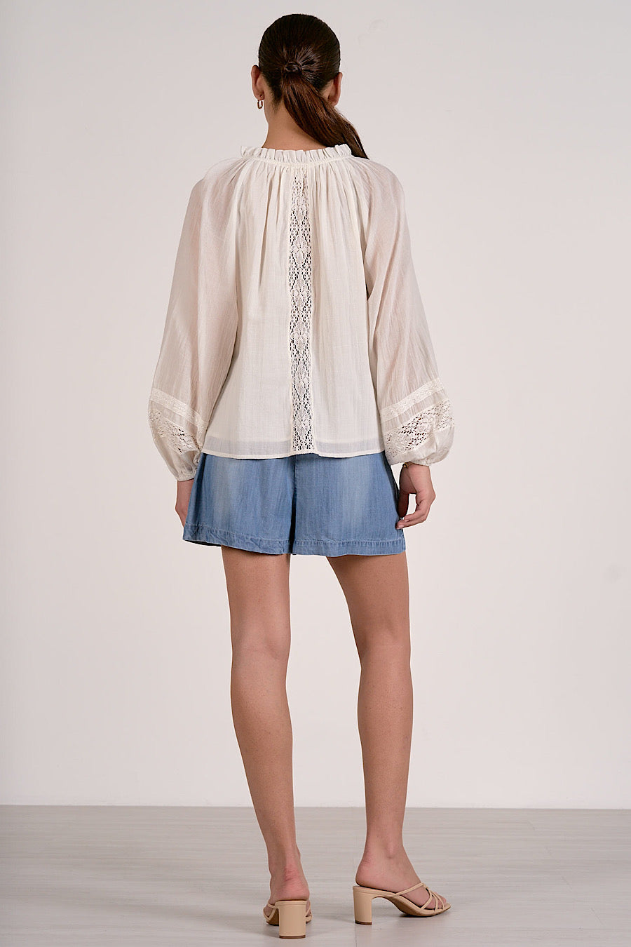 Let Me Be Eyelet White Flowy Blouse