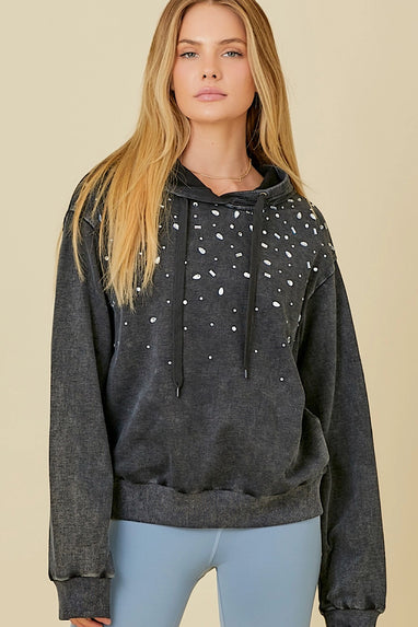 Broken Glass Washed Hooded Sweatshirt