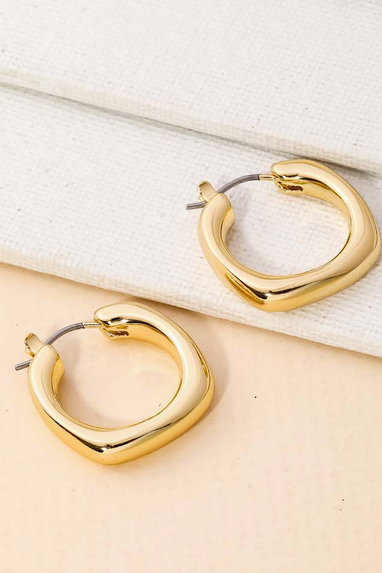 Smooth Edge Huggie Hoop Earrings Gold